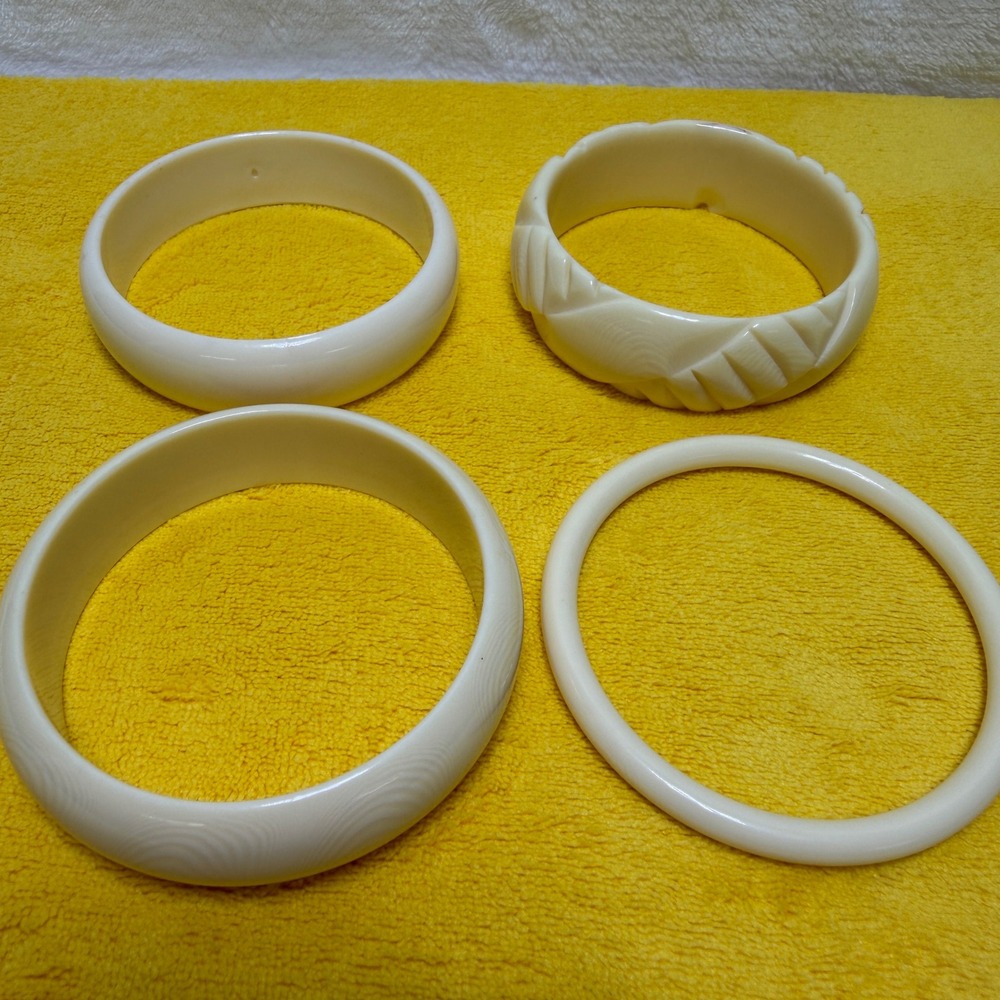Vintage Cream Carved Swirl Celluloid Bangle Bracelet Faux Ivory Statement Wide